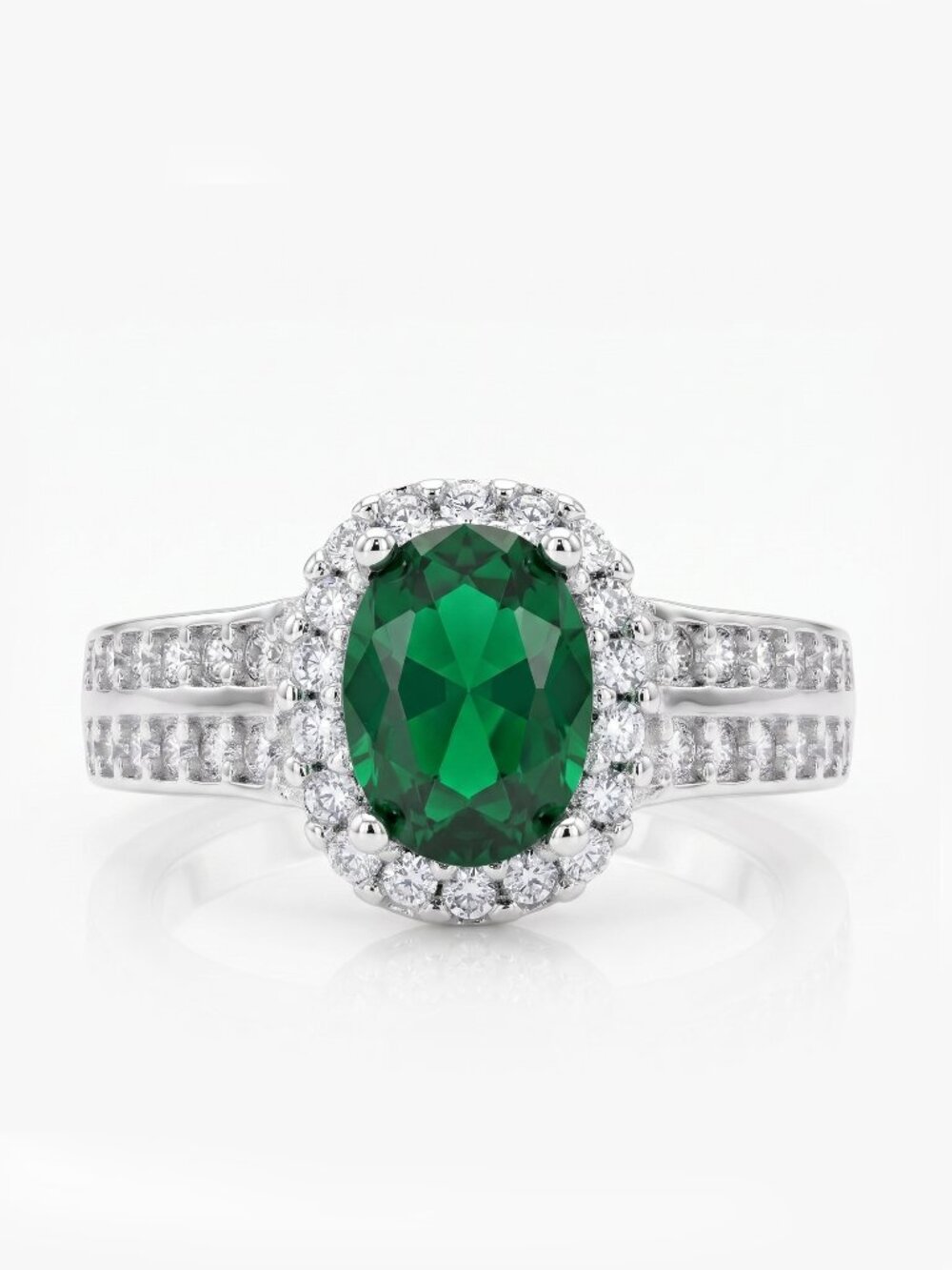 Oval Green Emerald Gemstone ring, 925 Sterling Silver Charmed Aroma 2017